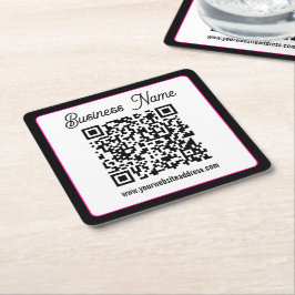 QR-Code mit kursorischer Handschrift Rechteckiger Pappuntersetzer
