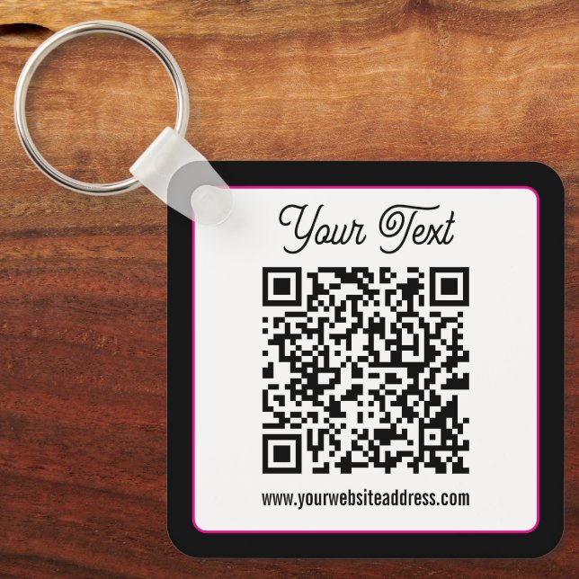 QR-Code mit kursorischer Handschrift Schlüsselanhänger (Vorderseite)