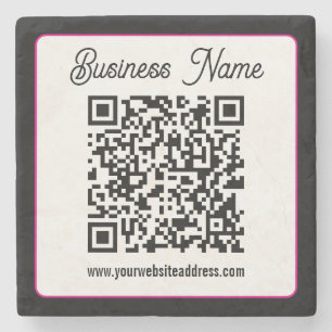 QR-Code mit kursorischer Handschrift Steinuntersetzer