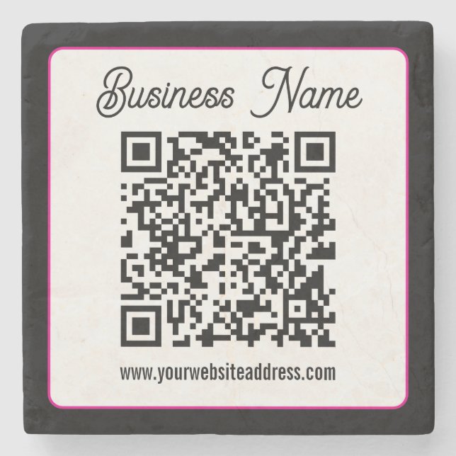 QR-Code mit kursorischer Handschrift Steinuntersetzer (Vorderseite)