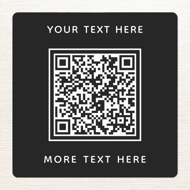 QR-Code mit Text-Black-Business Etiketten (Black and white QR code with text promotional business label)