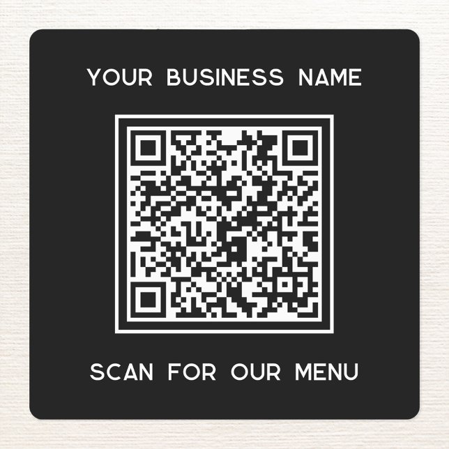 QR-Code mit "Text Business Scan" für Menü Etiketten (Small business menu QR code and text sticker)