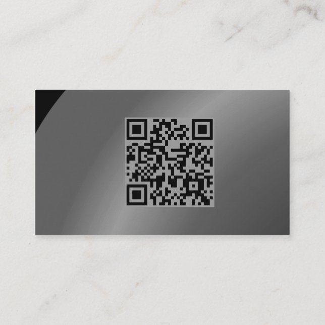 Qr Code Moderate schwarze moderne Neat Shaded Visitenkarte (Rückseite)