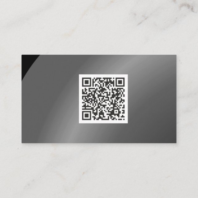 Qr Code Moderate schwarze moderne Neat Shaded Visitenkarte (Rückseite)