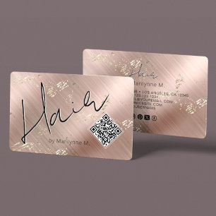 QR-Code Modern Chic Rosa Haar Visitenkarte