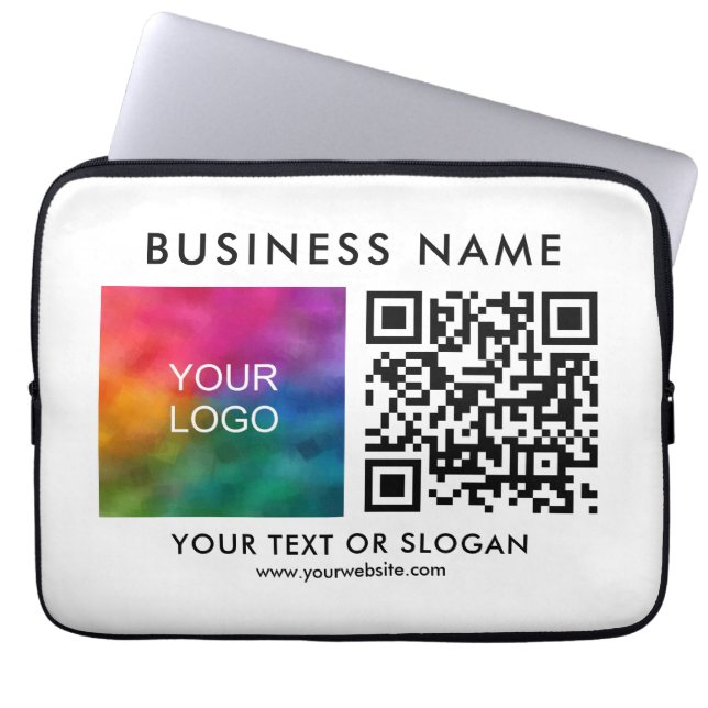 QR-Code Modern Custom Template Business Logo Laptopschutzhülle (Vorderseite)
