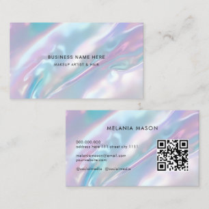 QR Code Modern Makeup Artist Elegant Holographic Visitenkarte