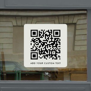 QR-Code Modern Minimal Grau Individueller Text Fensteraufkleber