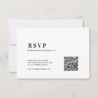  QR Code Modern Minimalist Bold Typography Wedding RSVP Karte