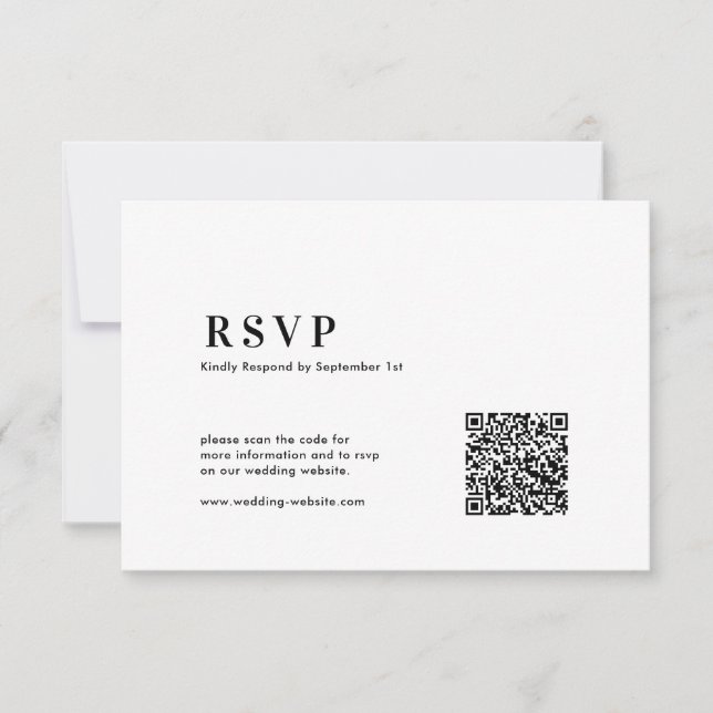  QR Code Modern Minimalist Bold Typography Wedding RSVP Karte (Vorderseite)