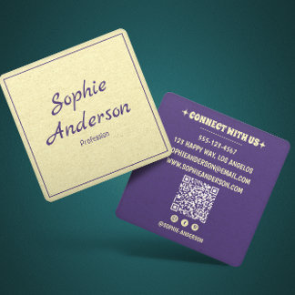 QR Code Modern Minimalist Professional Purple Quadratische Visitenkarte