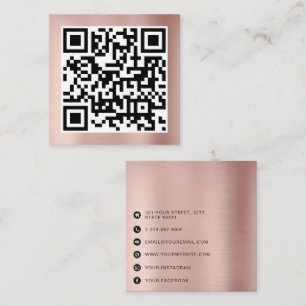 QR Code Modern Minimalist Rose Gold Business Telefonnummerkarte