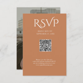 QR Code Modern Minimalistic Soft Copper Wedding RSVP Karte
