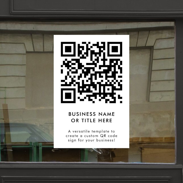 QR-Code | Modern Minimalistisch sauber, einfach we Fensteraufkleber (Professional editable sign template with interactive QR code for events & small business promotion.)