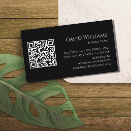 QR-Code Modern Minimalistisch Schwarz-weiß Visitenkarte