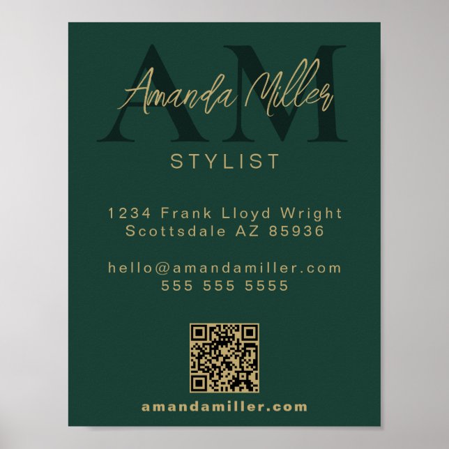 QR-Code Modern Minimalistisches Monogramm Download Poster (Vorne)