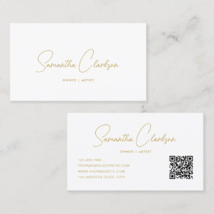 QR-Code Modern Stylisch Handschriftlich Gold Kursi Visitenkarte