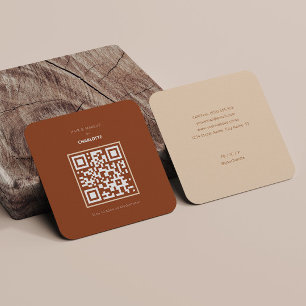 QR Code Modern Terracotta Appointment Card Quadratische Visitenkarte