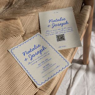 QR-Code Moderne Blaue Farbige Whimsical Hochzeit Einladung