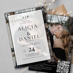QR-Code moderne einfache Typografie 2 Foto-Hochzei Einladung