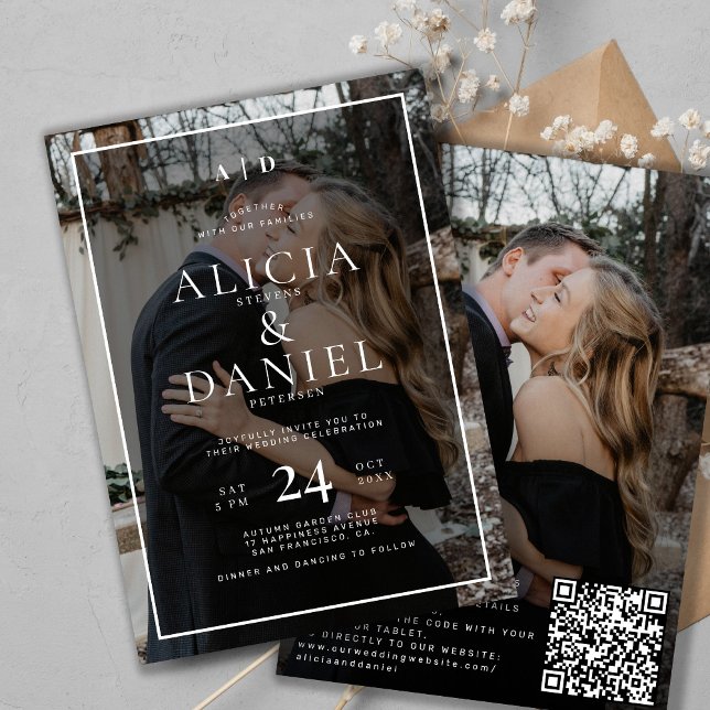 QR-Code moderne einfache Typografie Foto-Hochzeit Einladung (Von Creator hochgeladen)