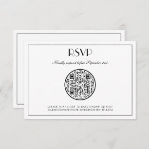 QR Code Moderne Elegante Art Deco Hochzeit RSVP Ka