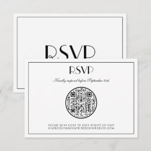 QR-Code Moderne Elegante Art Deco Hochzeits-RSVP-K RSVP Karte