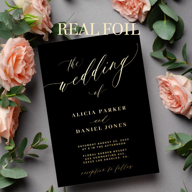 QR-Code Moderne, elegante Goldhochzeit Folieneinladung (Von Creator hochgeladen)