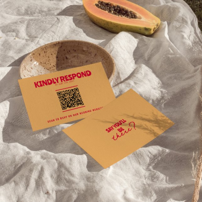 QR Code Moderne farbenfrohe Retro Fun kühne Hochze RSVP Karte (Von Creator hochgeladen)