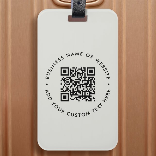 QR-Code Moderne, grau Berufliche Business-Website Gepäckanhänger (Interactive editable QR code luggage tags to promote your business, products or services.)
