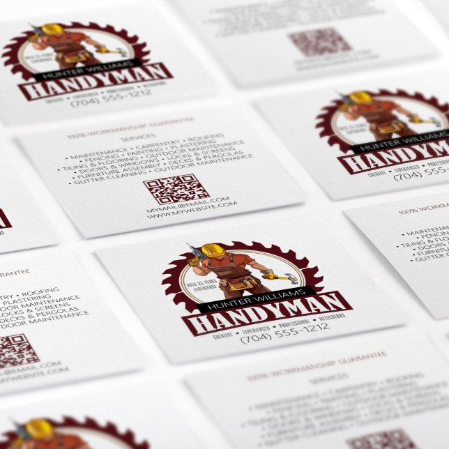 QR Code Moderne Handyman Wartung Rustikale Werkzeu Quadratische Visitenkarte (Von Creator hochgeladen)