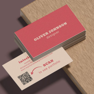 QR-Code moderne minimalistische fette Schrift rot Visitenkarte