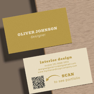 QR-Code moderne minimalistische fette Schrift Senf Visitenkarte