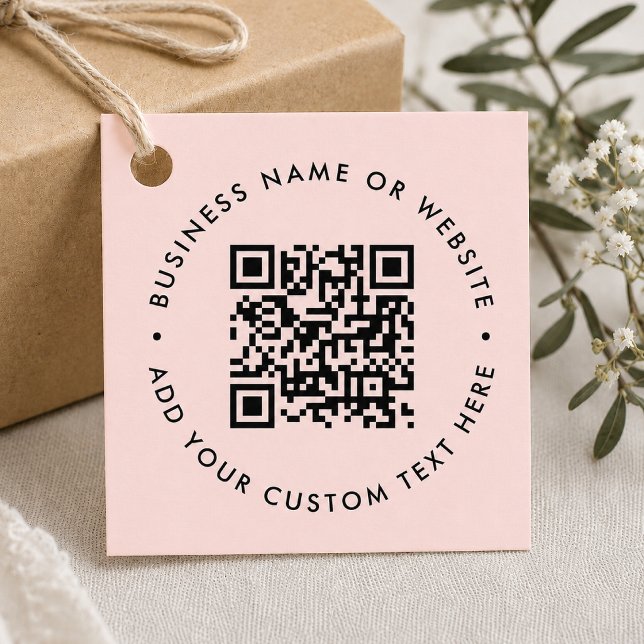 QR-Code | Moderne, rosafarbene Geschäftswelt Geschenkanhänger (Pink personalized QR code gift tags for party favors, packaging, showers, and events.)