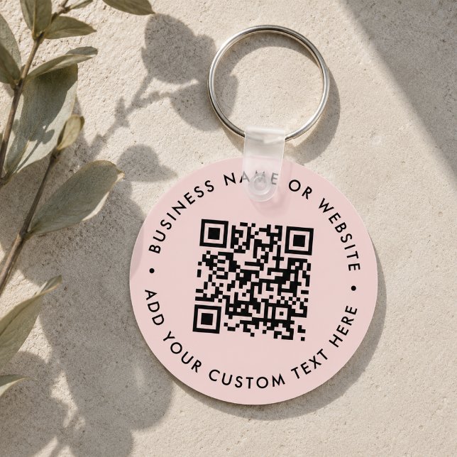 QR-Code | Moderne, rosafarbene Geschäftswelt Schlüsselanhänger (Interactive editable QR code keychains to promote your business, products or services.)