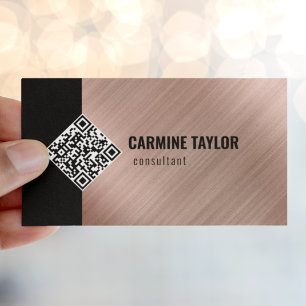 QR Code Moderne Rose Gold Visitenkarte