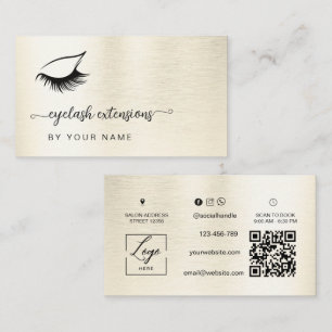 Qr-Code Moderne Schrift Glasiert weiß Wimpern Visitenkarte