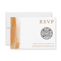 QR Code Moderne Terracotta Gold Foil Wedding RSVP