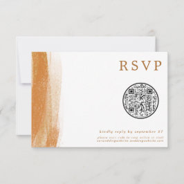 QR Code Moderne Terracotta Gold Foil Wedding RSVP Karte