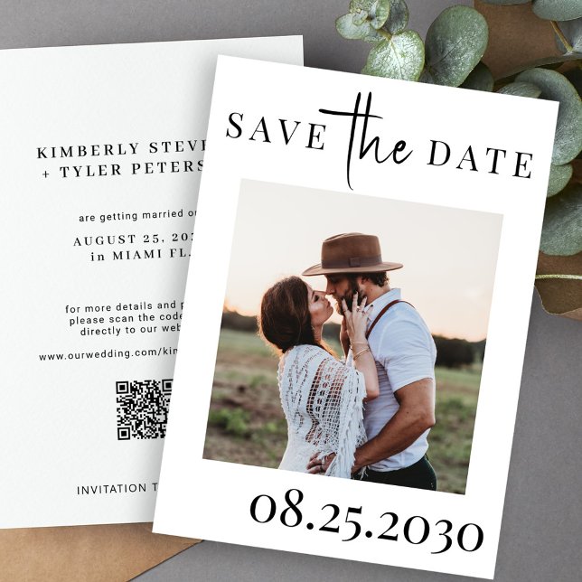 QR CODE Moderne Typografie Foto Hochzeit Save The Date (Von Creator hochgeladen)