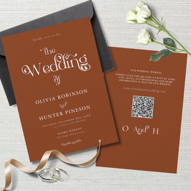 QR Code Moderne Typografie Hochzeit in einem Einladung (Von Creator hochgeladen)