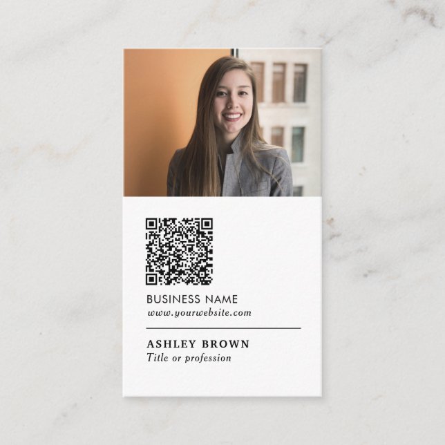 QR-Code Modernes, berufliches Anwesen-Foto Visitenkarte (Vorderseite)