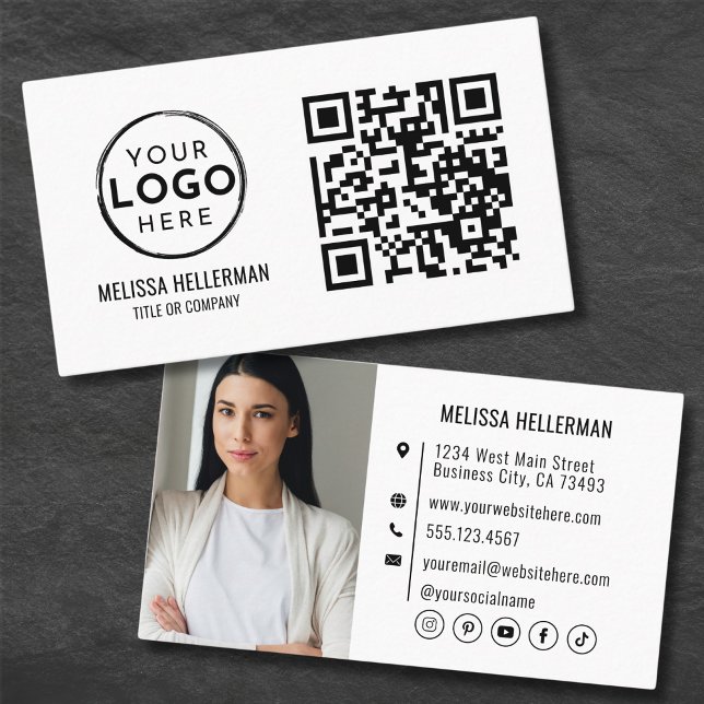 QR-Code Modernes Berufliches Foto für Ihr Logo Visitenkarte (QR Code Modern Professional Photo Your Logo Business Card )