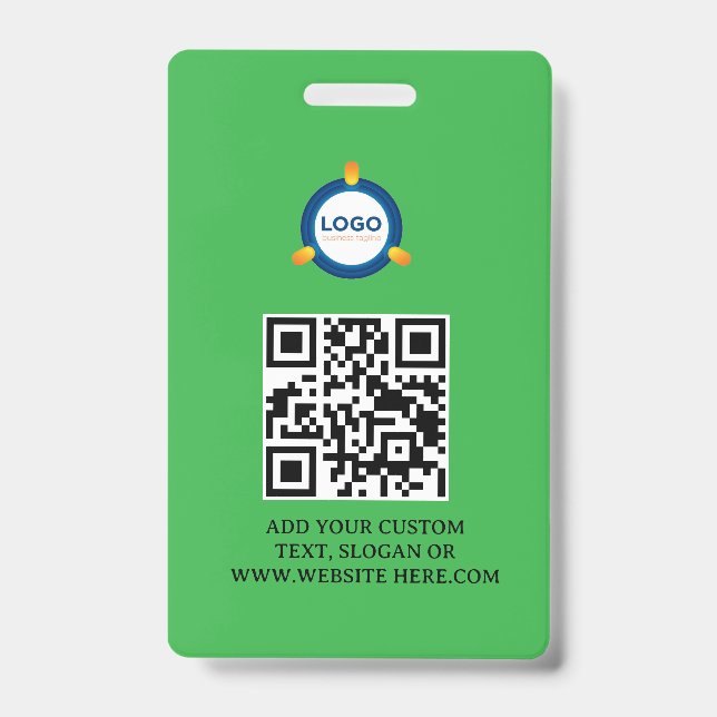 QR-Code | Modernes Black Business-Logo Ausweis (Vorderseite)