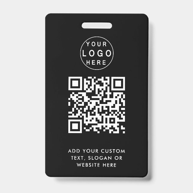 QR-Code | Modernes Black Business-Logo Ausweis (Vorderseite)