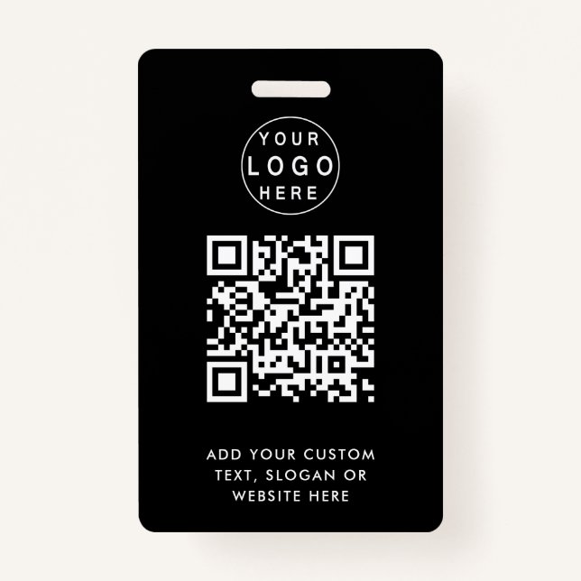 QR-Code | Modernes Black Business-Logo Ausweis (Vorderseite)