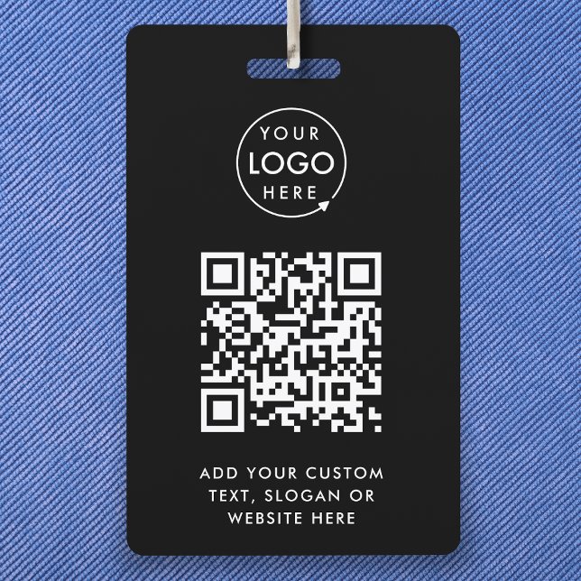 QR-Code | Modernes Black Business-Logo Ausweis (Von Creator hochgeladen)