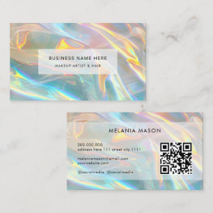 QR Code Modernes elegantes Holografisches Irediscs Visitenkarte