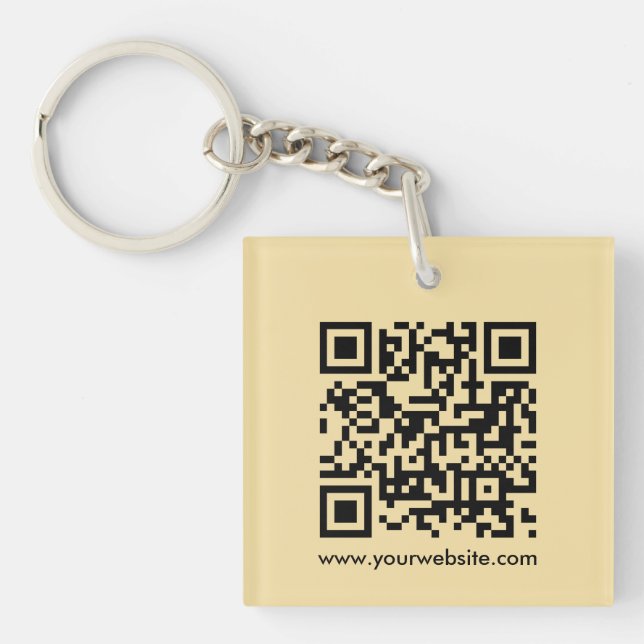 QR-Code Modernes, elegantes Single-Sided-Gold Schlüsselanhänger (Vorderseite)