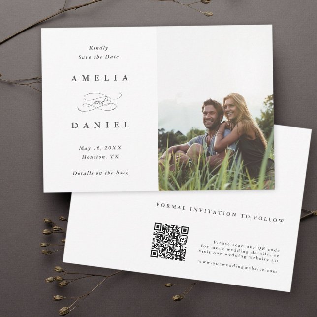 QR-Code Modernes Foto Hochzeitsszenario speichern  Save The Date (Von Creator hochgeladen)